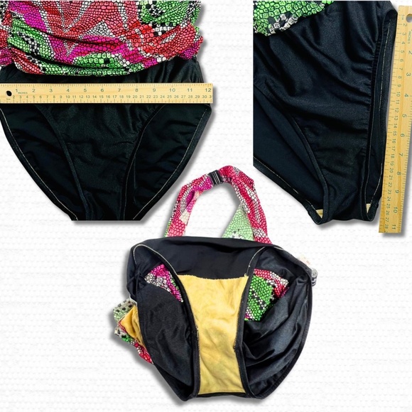 Vintage Oscar de la Renta Snakeskin Halter One-Piece Swimsuit Neon & Black, S/M - Picture 7 of 9